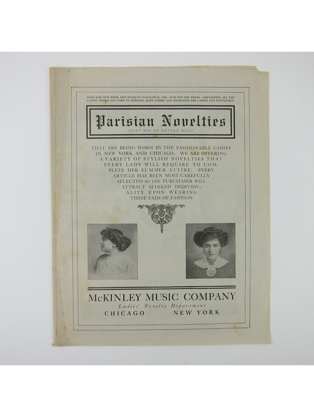 McKinley Music Company Advertising Parisian Novelties for Ladies Antique 1909